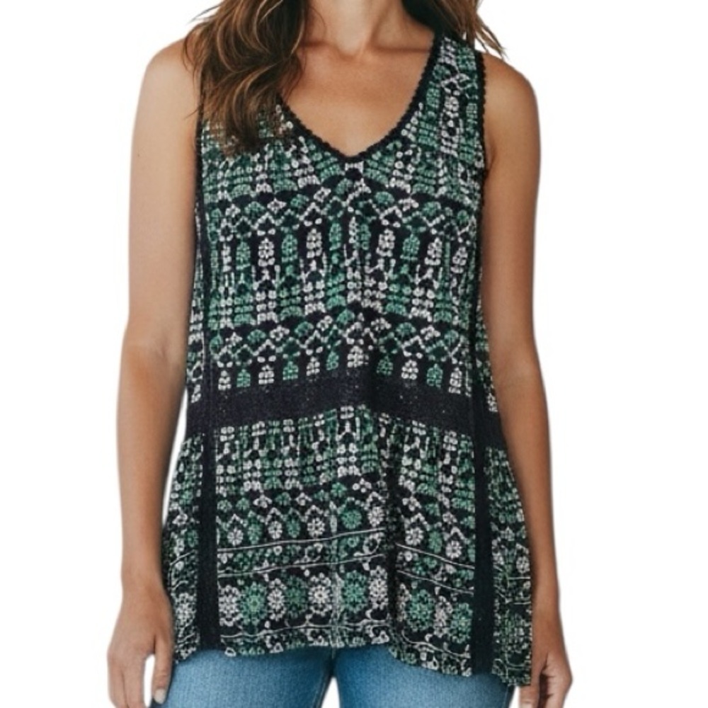 NWT MAEVE Sleeveless V-Neck Embroidered Peplum Flowy Tank Top Size Small